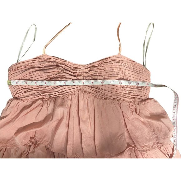 Dusty Rose Pink Layered Ruffles Spaghetti Strap Short Dress Size 8 - Picture 4 of 8